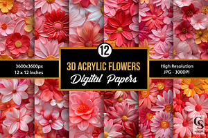 3D Acrylic Paint Flowers Pattern, a Pattern Graphic by Creative Store
