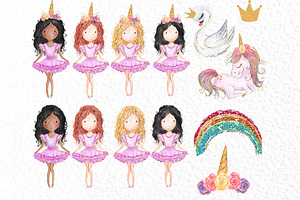 Rainbow Unicorn Clipart Girls