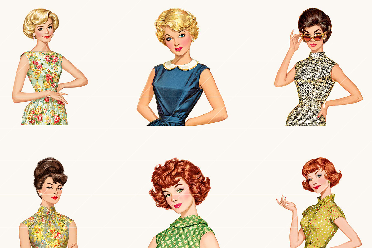 Retro Glamour Midcentury Women, a Person Illustration by BusyDaydesign (Photo 3 of 9)