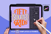 Procreate Lettering Template Grids, a Brush Add-On by The Pigeon Letters (Thumbnail 1 of 10)