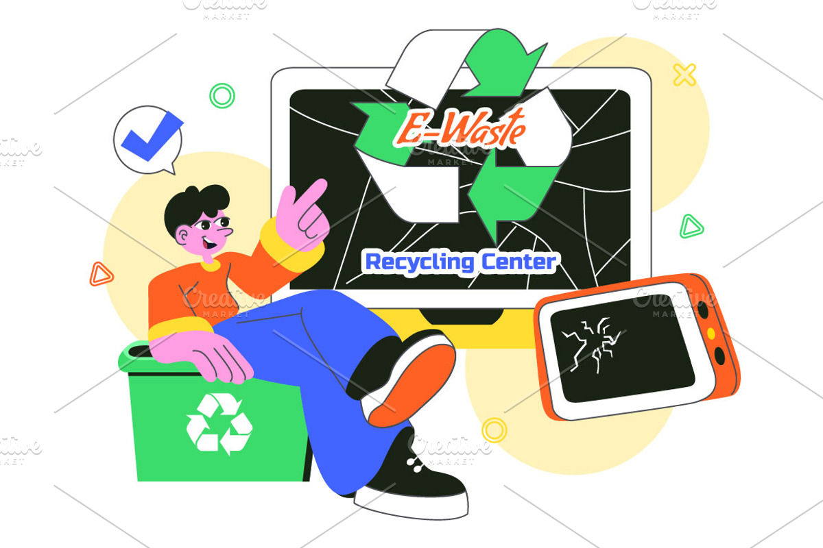 10 E-Waste Recycling Illustration, a Person Illustration by denayunebgt (Photo 4 of 4)
