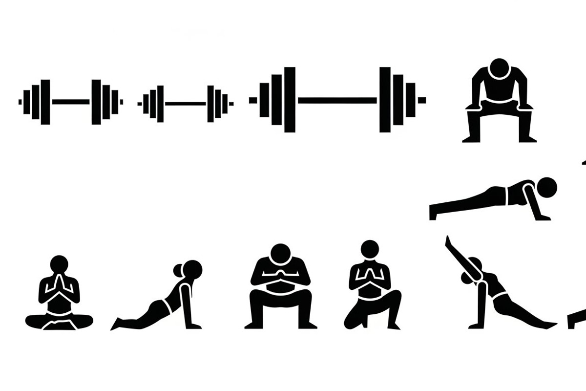 Fitness Workout Silhouette Icon Set, an Illustration by musafir_fashion (Photo 9 of 51)
