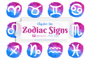 Zodiac signs Watercolor clipart