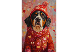 Valentine Swiss Mountain Dog Art, an Animal Illustration by Art Paradise Studios