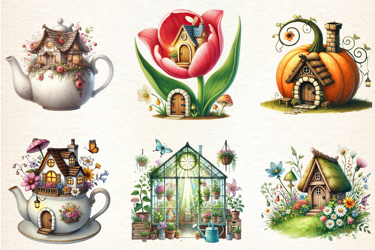 Spring Fairy House Clipart, a Seasonal Illustration by DreamArtGraphic (Photo 5 of 5)