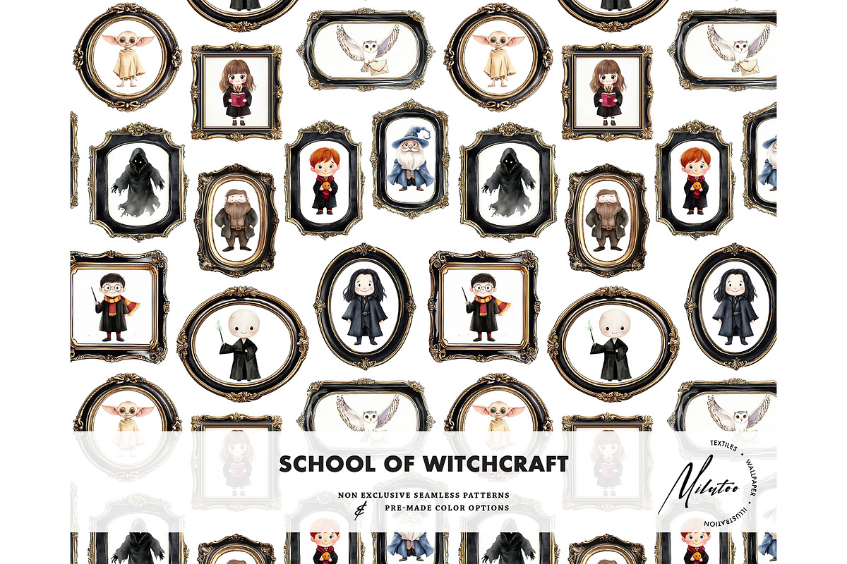 Wizard school seamless pattern, a Texture Graphic by Milatoo (Photo 1 of 5)