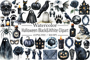 Halloween Black&White Digital Clipar, an Illustration by Libby Wishes (Thumbnail 1 of 6)