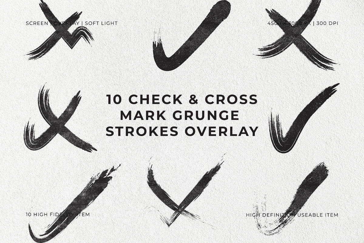 10 Check & Cross Mark Grunge Strokes, a Texture Graphic by Pitchlook.Studio (Photo 1 of 2)
