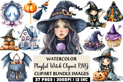 Playful Witch Clipart PNG Set, an Illustration by Craft Nest (Thumbnail 1 of 4)