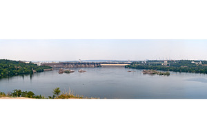 Panoramic view of Dniproges, an Industrial Photo by Leonid Andronov