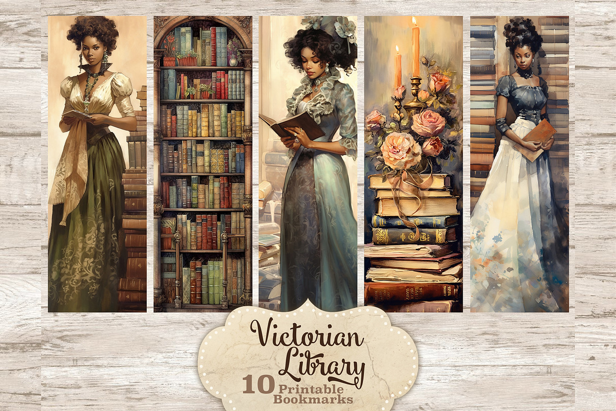 Victorian Library Bookmarks Bundle, a Person Illustration by GlamArtZhanna (Photo 3 of 3)