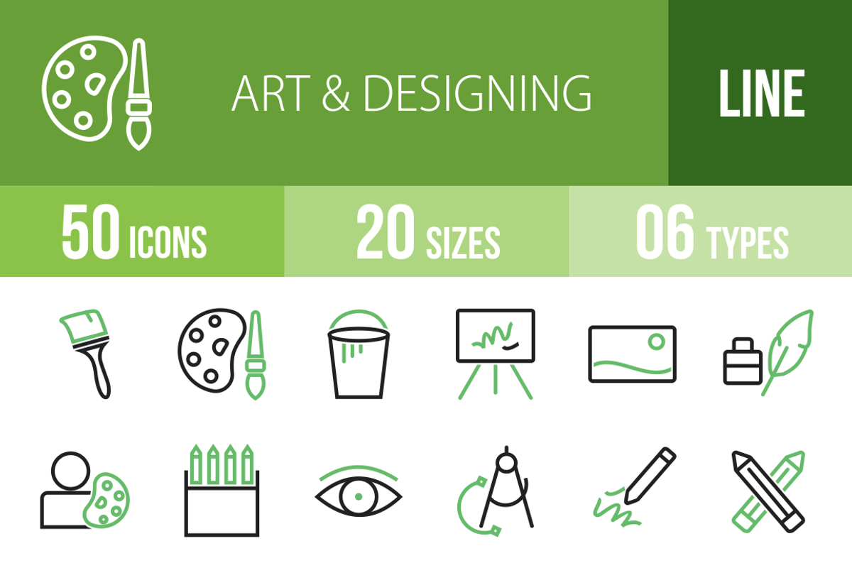 50 Art & Designing Green&Black Icons
