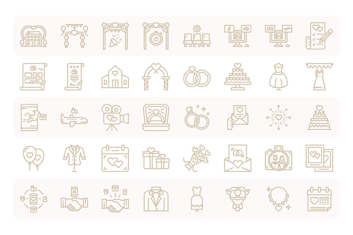 240 Wedding Icons, an Outline Icon by Berkah Studio (Photo 6 of 6)