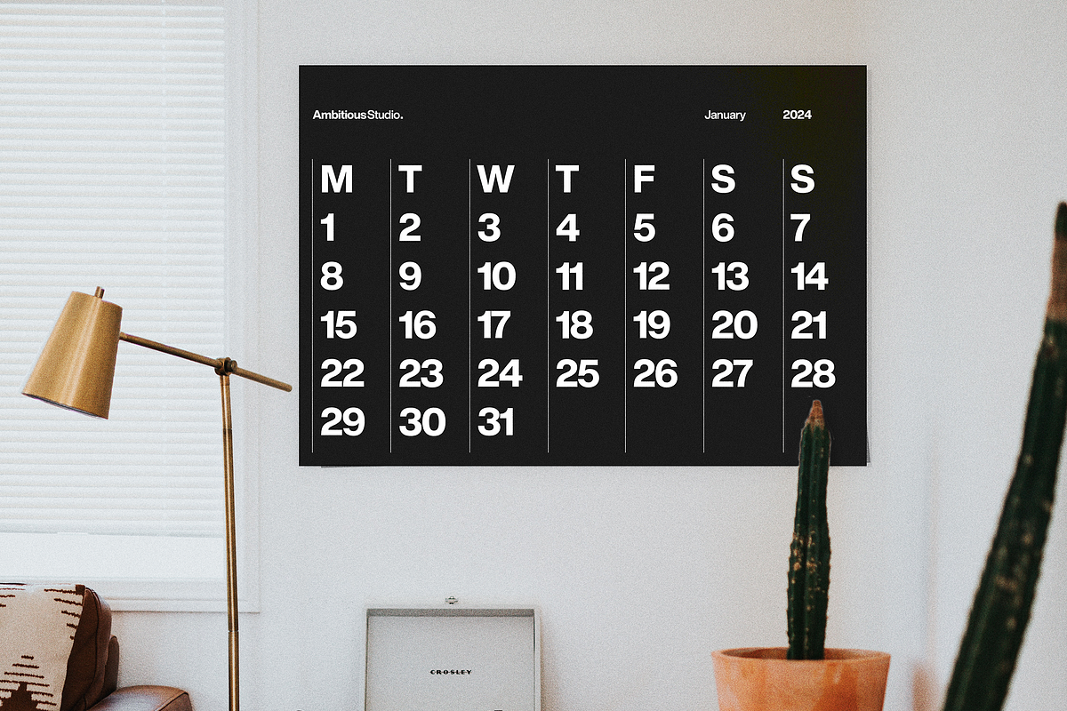 2024 Minimal A1 Helvetica Calendar, a Stationery Template by Ambitious Studio (Photo 2 of 3)