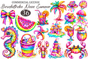 Brushstroke Neon Summer Clipart, an Illustration by designcity5 (Thumbnail 1 of 5)