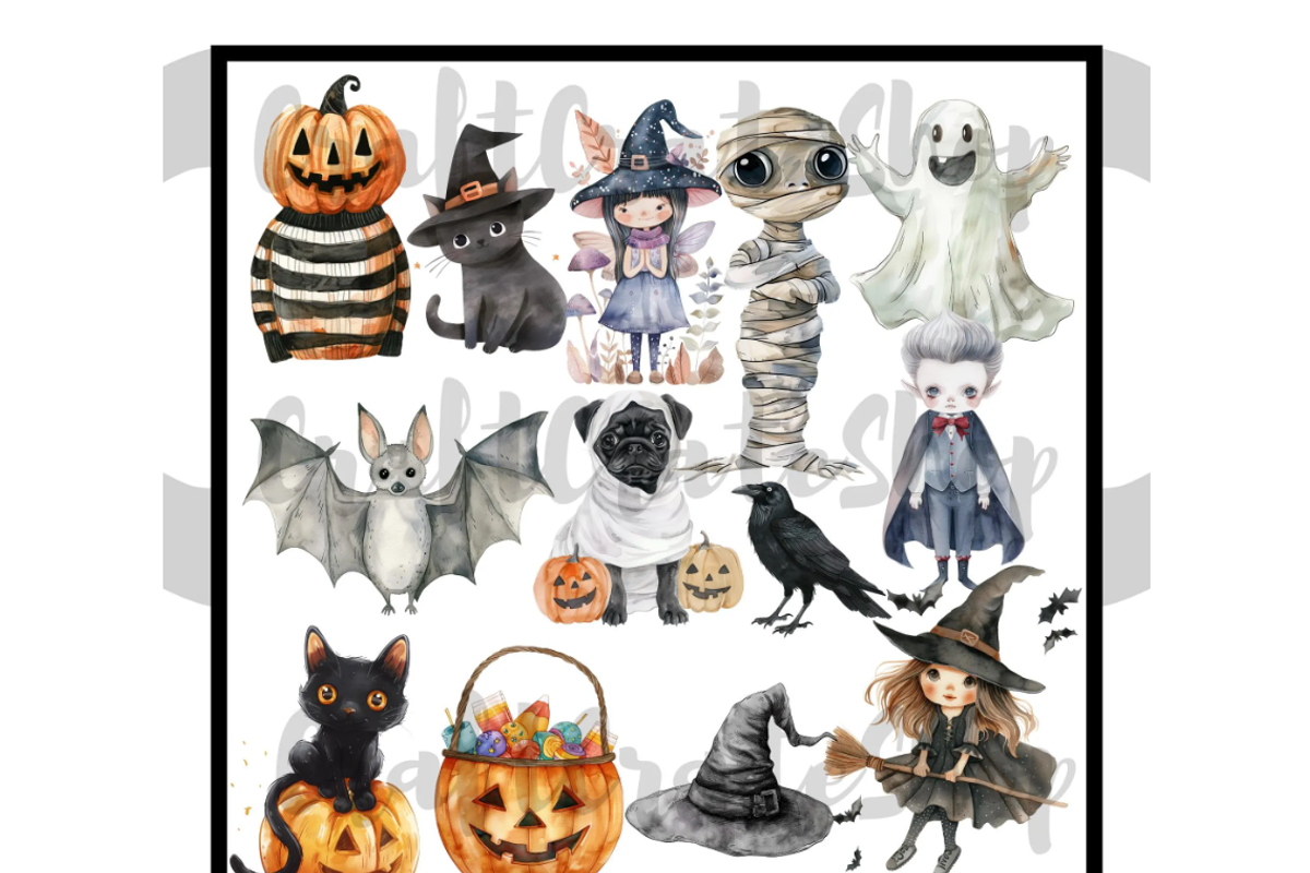 Cute Halloween Watercolor Clipart, an Illustration by CraftCrateShop (Photo 4 of 7)