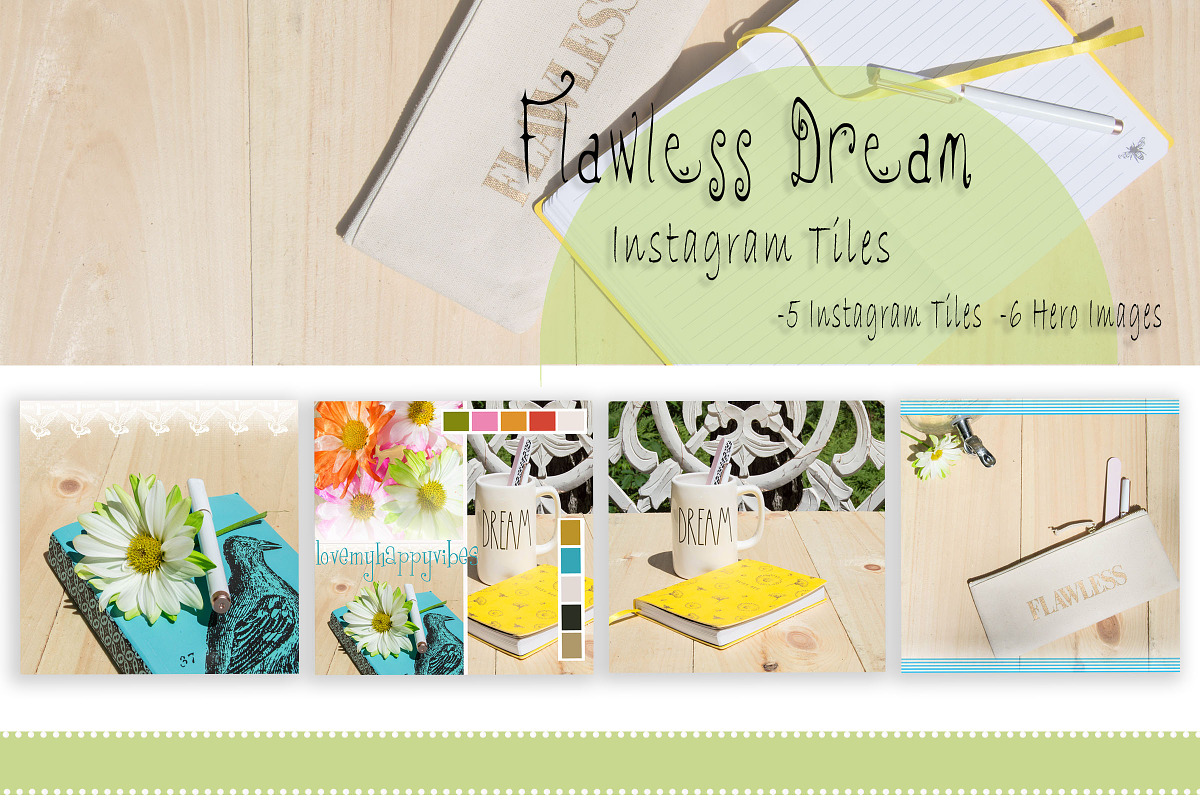 Flawless Dream Instagram Bundle, a Social Media Template by lovemyHappyVibes (Photo 1 of 6)