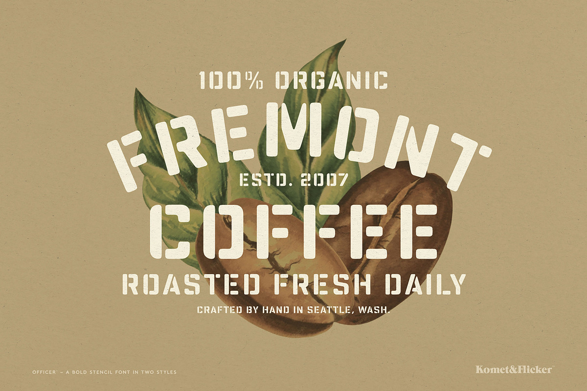 Officer - A Bold Stencil Font, a Sans Serif Font by Komet & Flicker (Photo 13 of 15)