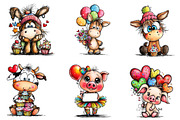Whimsical birthday animals clipart, an Illustration by CreationArt (Thumbnail 5 of 5)