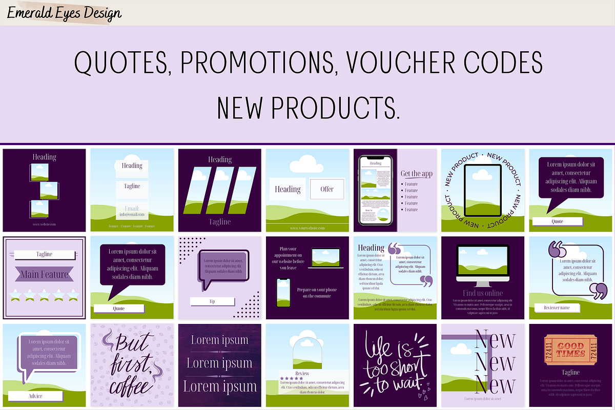 455 Canva Purple Instagram Template, a Social Media Template by Emerald Eyes Design (Photo 6 of 11)