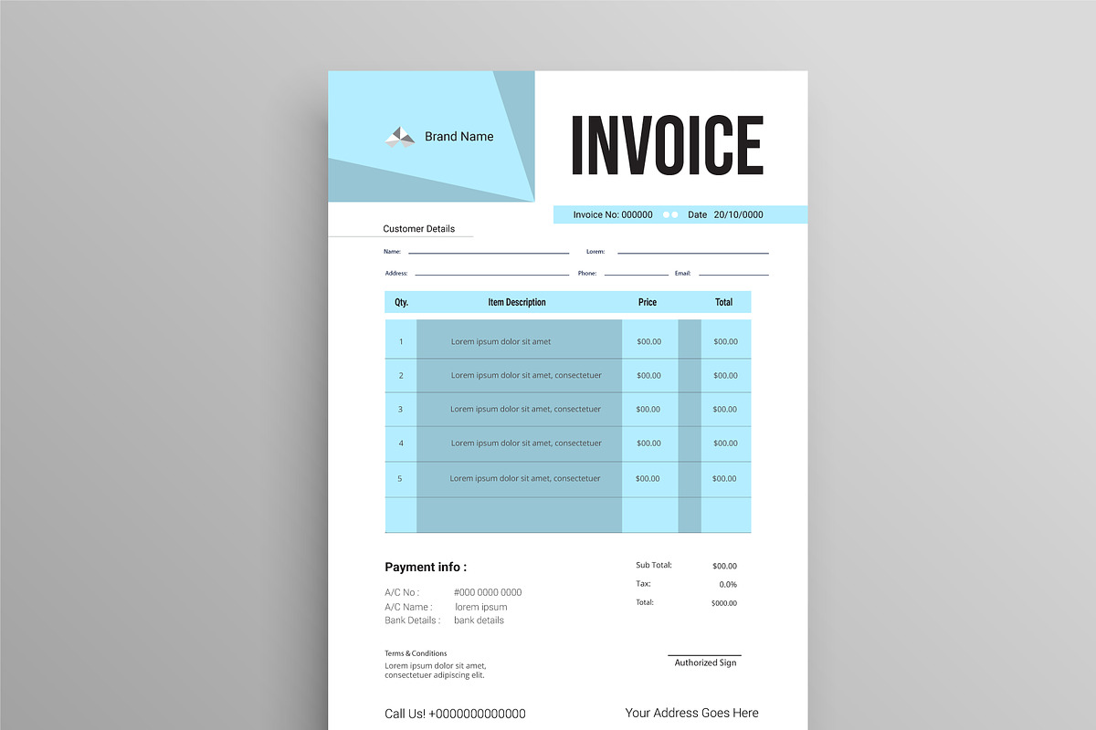 Minimal Professional Invoice Set, a Stationery Template by hkmonir
