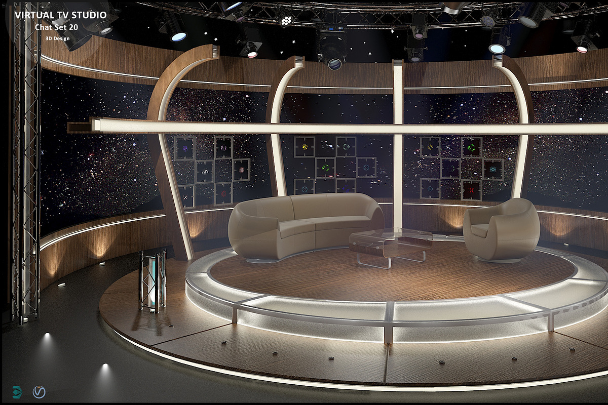 Virtual TV Studio Chat Set 20, an Architecture 3D Model by akerStudio (Photo 4 of 26)