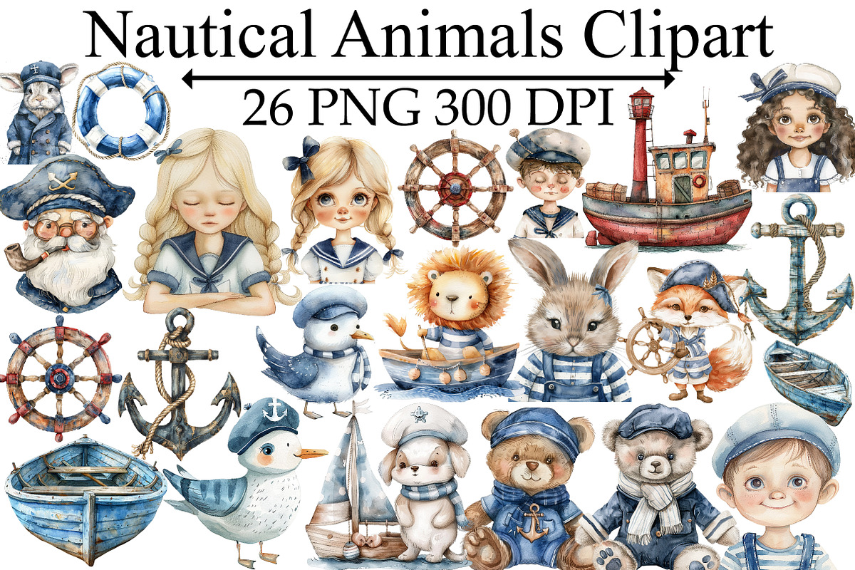 Nautical Animals Clipart, an Illustration by Design Market (Photo 1 of 5)