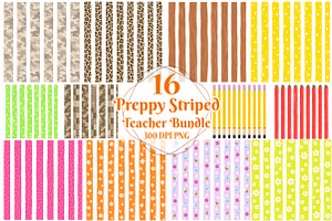 Preppy Striped Teacher PNG Bundle, a Seasonal Illustration by OK Design