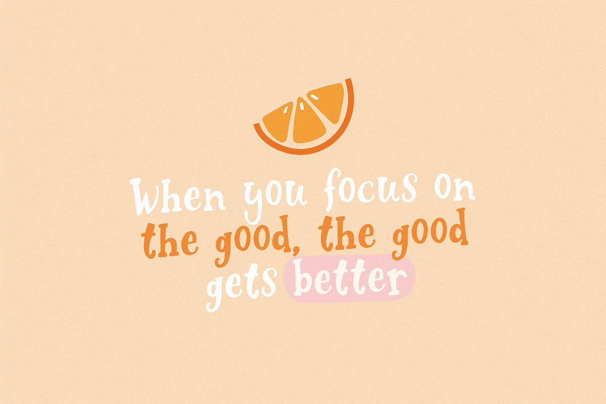Orange Juice | Playful font, a Font by JuliaVolkova (Photo 2 of 7)
