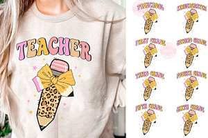 Teacher Coquette Pencil Bundle Png, an Object Graphic by RETROVIBZDESIGNS