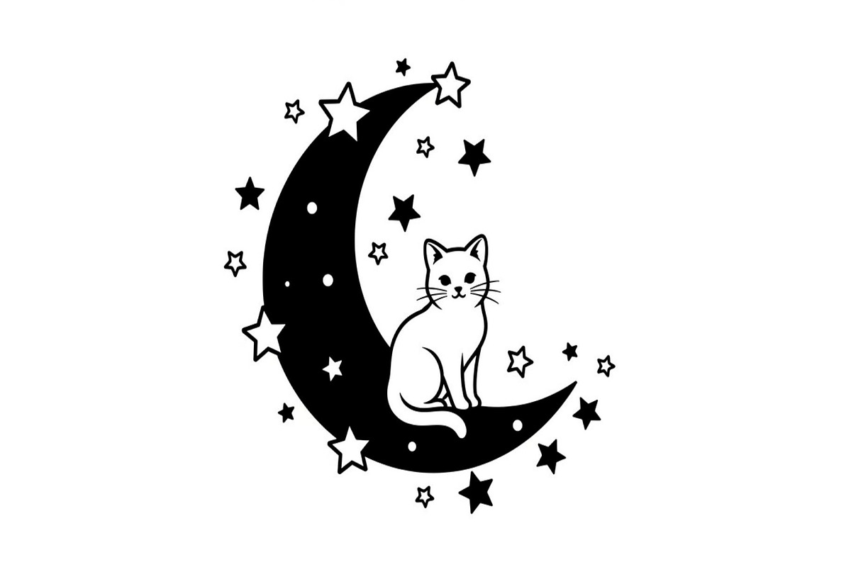 50 Cat Moon Silhouette Vector Bundle, an Illustration by jahid234 (Photo 28 of 51)