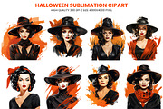 Halloween Retro Lady Clipart Bundle, a Seasonal Illustration by Creative Arslan (Thumbnail 2 of 7)