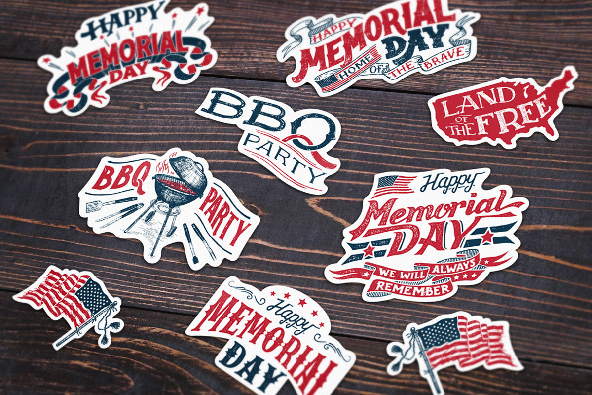 Memorial Day Stickers Set, an Object Graphic by Paul Lesser (Photo 2 of 2)
