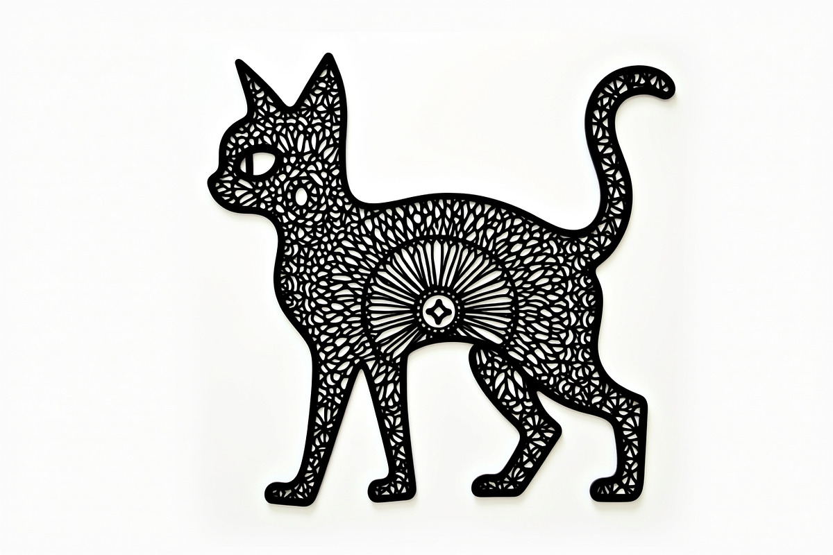 Ornate Cat Mandala Silhouette Design, an Illustration by Creativeshirt (Photo 3 of 13)