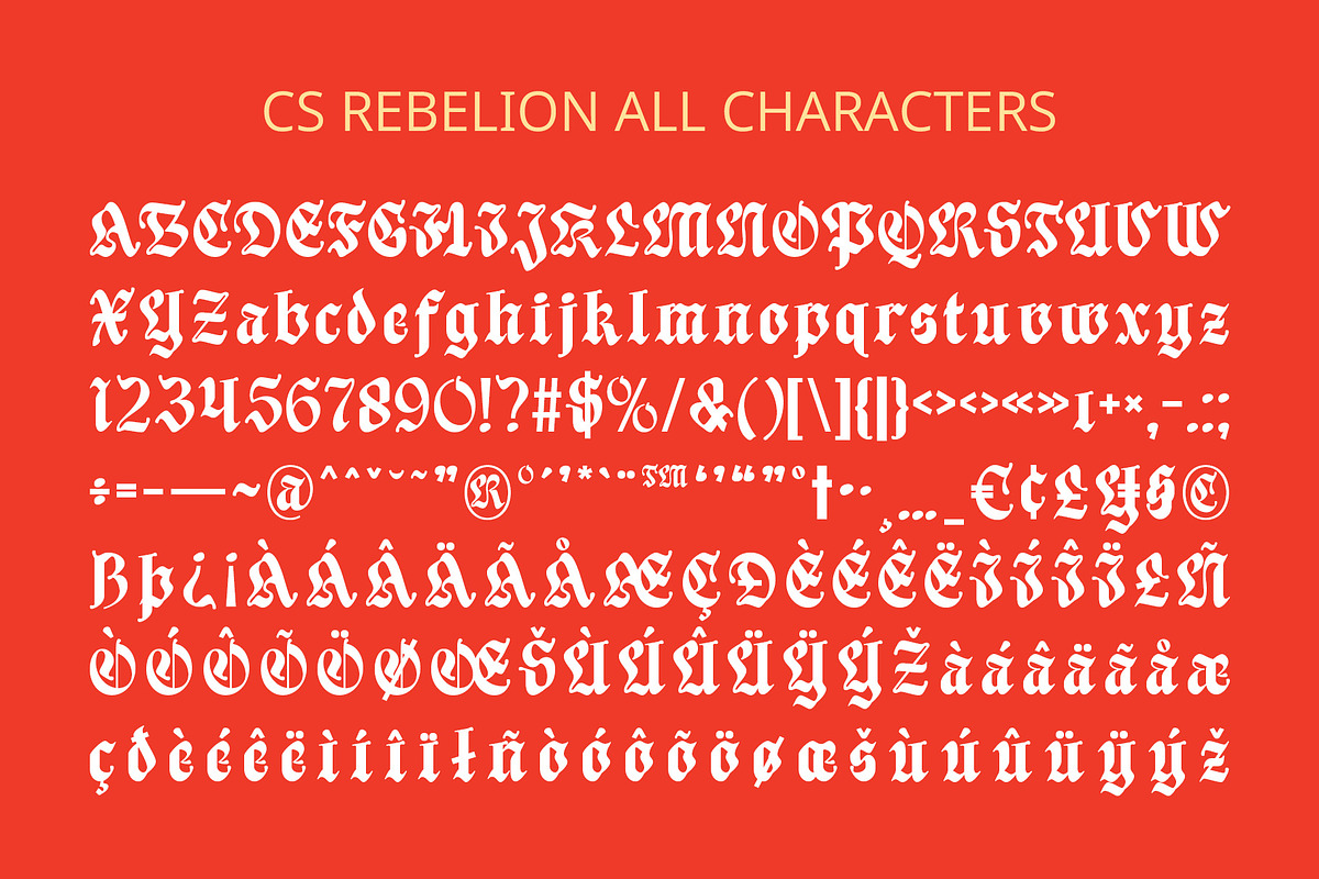 CS Rebelion – Blackletter Font, a Blackletter Font by Craft Supply Co. (Photo 8 of 8)