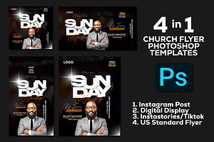 4-in-1 Church Flyer Template, a Flyer Template by Sipi_Graphics
