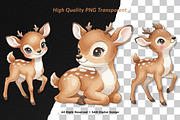 15 Bundle Watercolor Happy Deer Stag, an Animal Illustration by Morspective (Thumbnail 2 of 8)