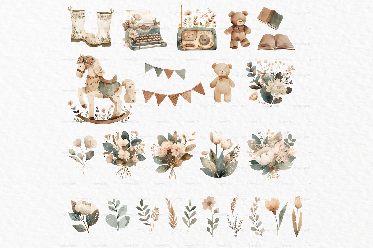 Cottagecore watercolor clipart, a Person Illustration by MyLittleMeow (Photo 4 of 6)