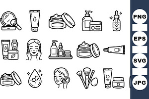 Minimalist Skincare Icons Set, an Illustration by designvectx