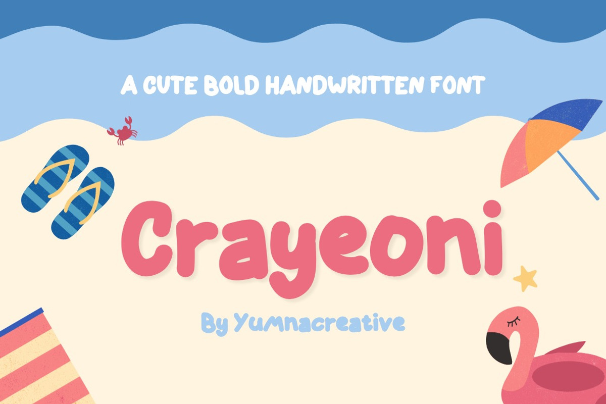 Crayeoni - Cute Bold Handwritten, a Handwritten Font by Dhabee (Photo 1 of 7)
