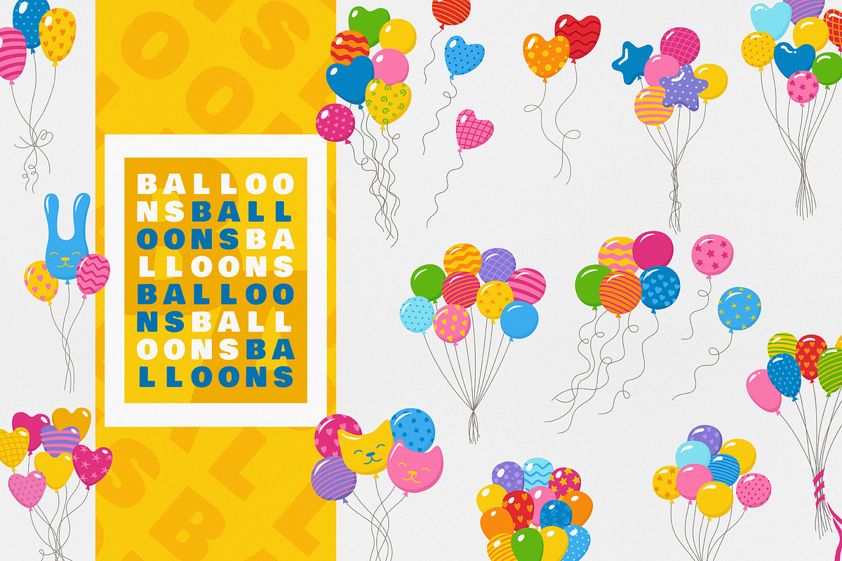 Balloons in a bunch Greeting vector, an Object Illustration by Neliakott ♥ (Photo 1 of 10)