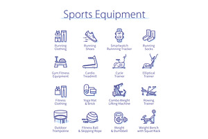 Fitness, gym, sports equipment set