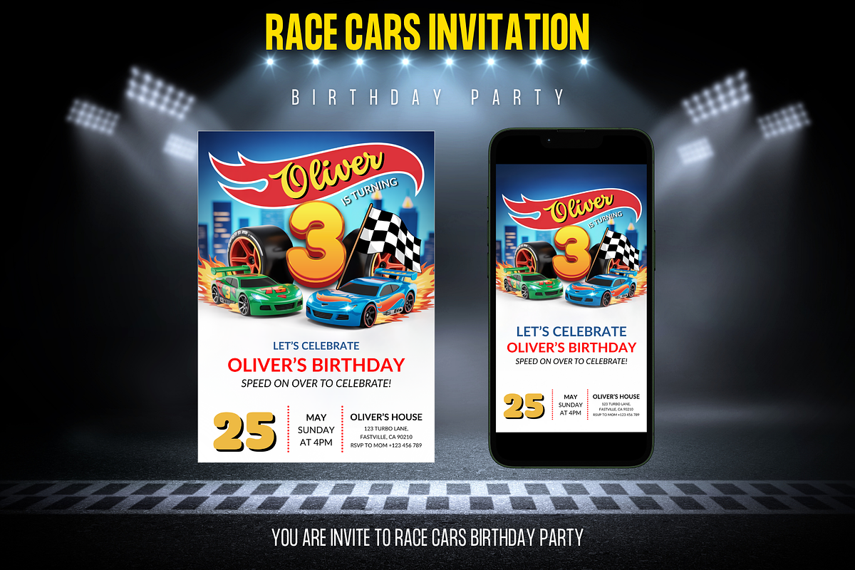 Hot Wheels Birthday Invitation preview 2