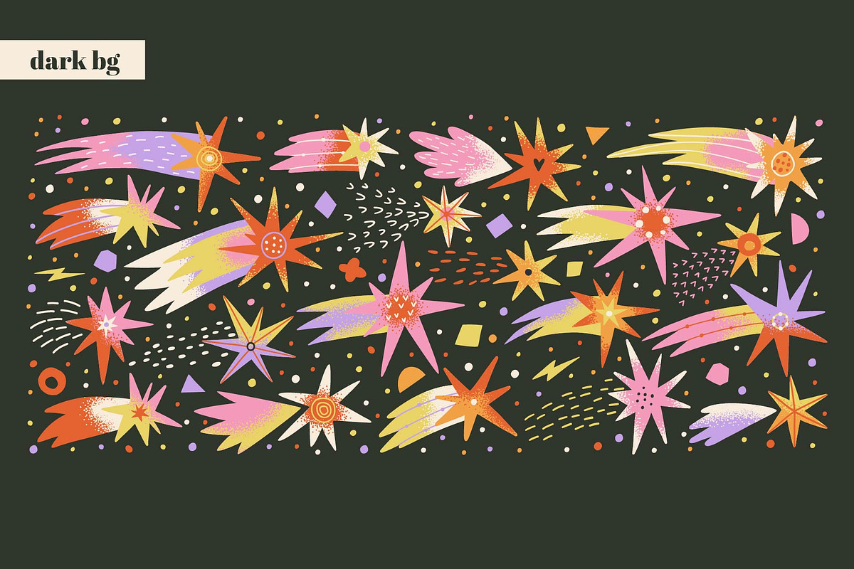 FUNKY STARS clipart, patterns, cards, a Decorative Illustration by Elliko shop (Photo 2 of 8)