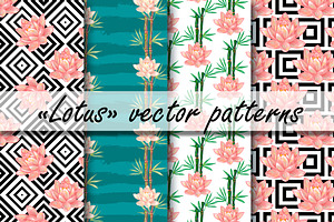Lotus vector seamless patterns