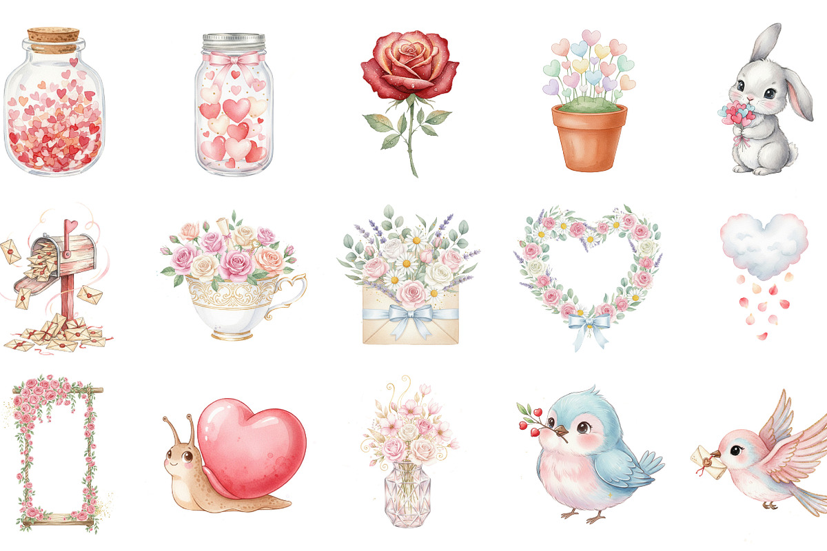 Enchanted Love Garden Clipart Colle, an Illustration by Designking (Photo 3 of 5)