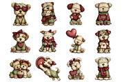 Whimsical Valentine Dogs Clipart, a Graphic by CitraGraphics (Thumbnail 2 of 4)