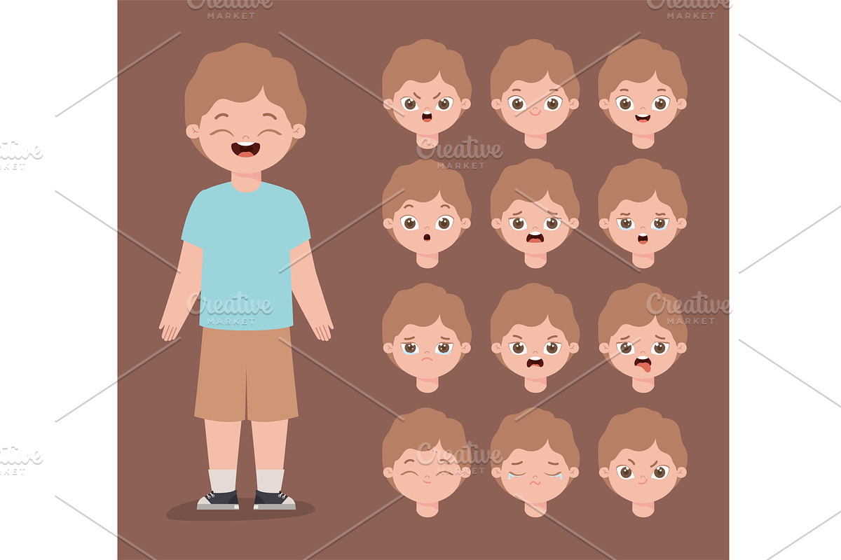 twelve male expressions, a Person Illustration by studiogstock