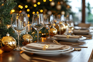 A luxurious family Christmas dinner, a Photo by Pavel_design