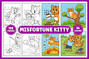 Misfortune Kitty Coloring Pages, a Decorative Illustration by Coco Bloom (Thumbnail 1 of 4)